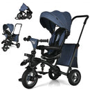 7-In-1 Baby Folding Tricycle Stroller with Rotatable Seat-Blue