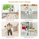 4 in 1 Baby Convertible Toddler Table Chair Set with PU Cushion-Beige