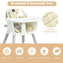 4 in 1 Baby Convertible Toddler Table Chair Set with PU Cushion-Beige