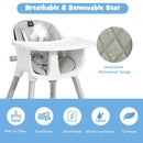 4 in 1 Baby Convertible Toddler Table Chair Set with PU Cushion-Gray