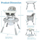 6 in 1 Baby High Chair Infant Activity Center with Height Adjustment-Gray