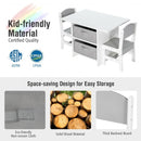 Kids Art Play Wood Table and 2 Chairs Set with Storage Baskets Puzzle