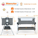 Baby Bassinet Bedside Sleeper with Storage Basket and Wheel for Newborn-Gray