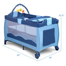 Portable Baby Crib Playpen Playard Pack Travel Infant Bassinet Bed Blue