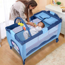 Portable Baby Crib Playpen Playard Pack Travel Infant Bassinet Bed Blue