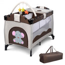 Baby Crib Playpen Playard Pack Travel Infant Bassinet Bed Foldable 4 color-COFFEE