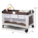 Baby Crib Playpen Playard Pack Travel Infant Bassinet Bed Foldable 4 color-COFFEE