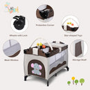 Baby Crib Playpen Playard Pack Travel Infant Bassinet Bed Foldable 4 color-COFFEE