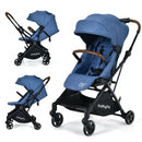 2-in-1 Convertible Aluminum Baby Stroller with Adjustable Canopy-Blue