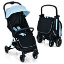 One-Hand Folding Portable Lightweight Baby Stroller with Aluminum Frame-Blue