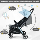 One-Hand Folding Portable Lightweight Baby Stroller with Aluminum Frame-Blue