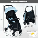 One-Hand Folding Portable Lightweight Baby Stroller with Aluminum Frame-Blue