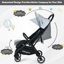 One-Hand Folding Portable Lightweight Baby Stroller with Aluminum Frame-Gray