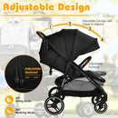 5-Point Harness Lightweight Infant Stroller with Foot Cover and Adjustable Backrest-Black