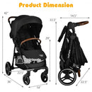 5-Point Harness Lightweight Infant Stroller with Foot Cover and Adjustable Backrest-Black