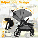5-Point Harness Lightweight Infant Stroller with Foot Cover and Adjustable Backrest-Gray