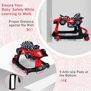 4-in-1 Foldable Activity Push Walker with Adjustable Height-Red