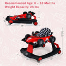4-in-1 Foldable Activity Push Walker with Adjustable Height-Red