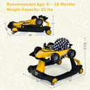 4-in-1 Foldable Activity Push Walker with Adjustable Height-Yellow