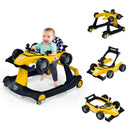 4-in-1 Foldable Activity Push Walker with Adjustable Height-Yellow