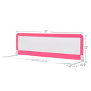 71 Inch Extra Long Swing Down Bed Guardrail with Safety Straps-Pink