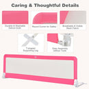71 Inch Extra Long Swing Down Bed Guardrail with Safety Straps-Pink