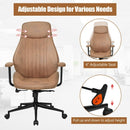 High Back Ergonomic Office Chair with Suede Fabric-Brown