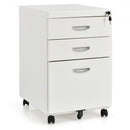 3-Drawer Mobile File Cabinet Steel with Lock Handle-White