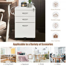 3-Drawer Mobile File Cabinet Steel with Lock Handle-White