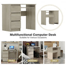 3-Drawer Computer Desk with Keyboard Tray-Oak