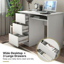 3-Drawer Computer Desk with Keyboard Tray-White