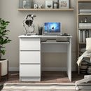 3-Drawer Computer Desk with Keyboard Tray-White