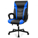 Swivel PU Leather Office Gaming Chair with Padded Armrest-Blue