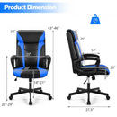 Swivel PU Leather Office Gaming Chair with Padded Armrest-Blue