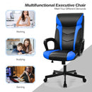 Swivel PU Leather Office Gaming Chair with Padded Armrest-Blue