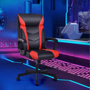 Swivel PU Leather Office Gaming Chair with Padded Armrest-Red