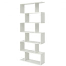 6 Tier S-Shaped Bookshelf Storage Display Bookcase Decor Z-Shelf -White