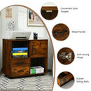 Mobile File Cabinet with Lateral Printer Stand and Storage Shelves -Brown