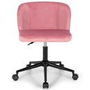 Armless Adjustable Swivel Velvet Home Office Leisure Vanity Chair-Pink