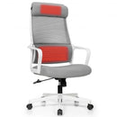 Adjustable Mesh Office Chair with Heating Support Headrest-Gray