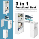 Computer Desk Writing Workstation Office with 6-Tier Storage Shelves-White