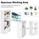 Computer Desk Writing Workstation Office with 6-Tier Storage Shelves-White
