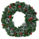 24 Inch Pre-lit Christmas Spruce Wreath with 8 Flash Modes
