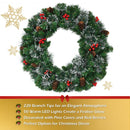 24 Inch Pre-lit Christmas Spruce Wreath with 8 Flash Modes