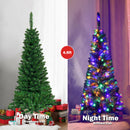 4.5 ft Pre-Lit Premium Hinged Artificial Fir Pencil Christmas Tree with LED Lights-Multicolor