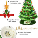 15 Inch Pre-Lit Hand-Painted Ceramic Christmas Tree-Green