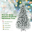 Pre-Lit Premium Snow Flocked Hinged Artificial Christmas Tree-7.5 ft