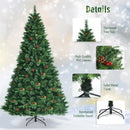 7 Feet Pre-Lit Christmas Spruce Tree with 1198 Tips and 500 Lights-8 ft