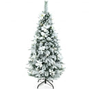 Pre-lit Snow Flocked Christmas Tree with Berries and Poinsettia Flowers-5'