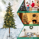 6 Feet Pre-Lit Artificial Hinged Pencil Christmas Tree with 250 Lights and Metal Stand